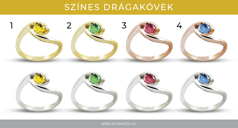 Színes drágaköves eljegyzési gyűrűk